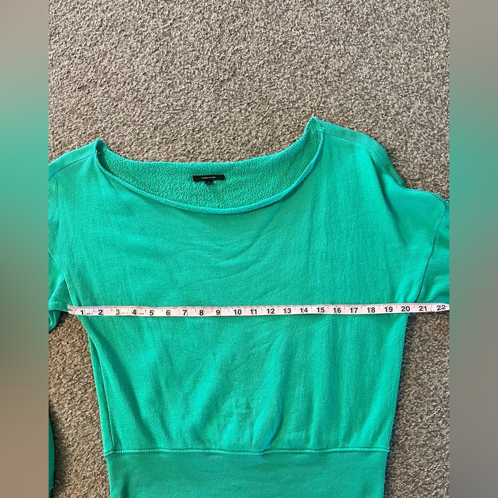Carbon38 Off Shoulder French Terry Sweatshirt - Green, size Small - Picture 6 of 12